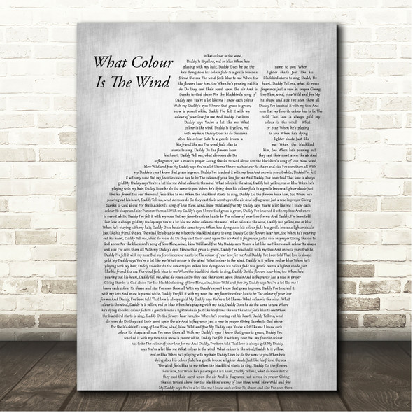 Charlie Landsborough What Colour Is The Wind Father & Baby Grey Song Lyric Print