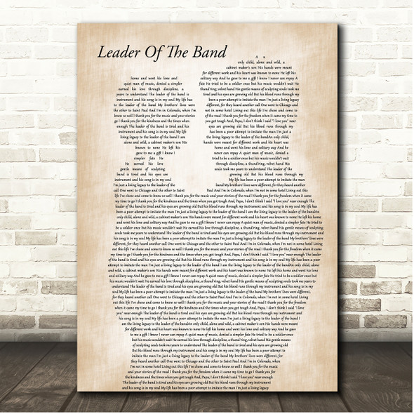Dan Fogelberg Leader Of The Band Father & Child Song Lyric Print