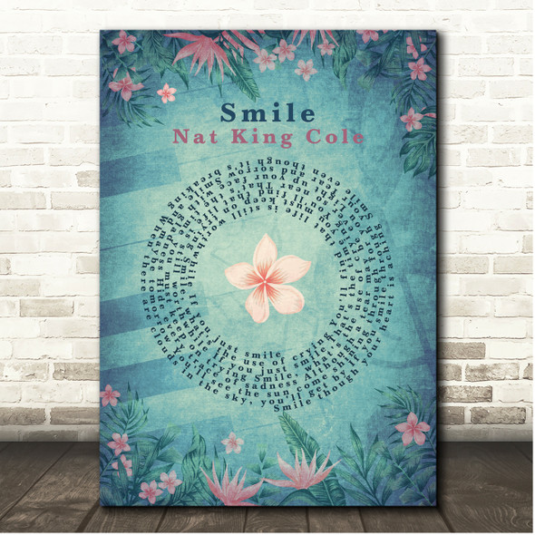 Nat King Cole Smile Flowers Shabby Chic Vinyl Record Song Lyric Print