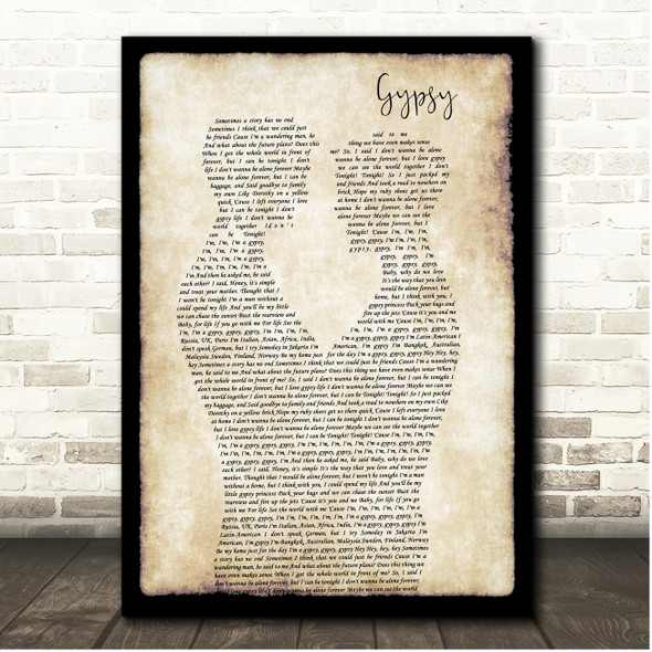 Lady Gaga Gypsy Gay Couple Dancing Song Lyric Print
