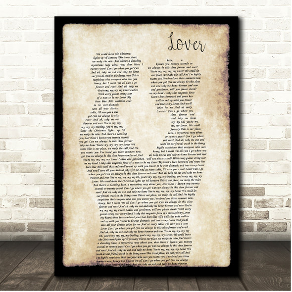Taylor Swift Lover Gay Couple Dancing Song Lyric Print