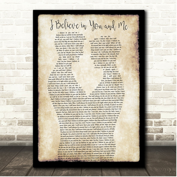 Whitney Houston I Believe in You and Me Gay Couple Dancing Song Lyric Print