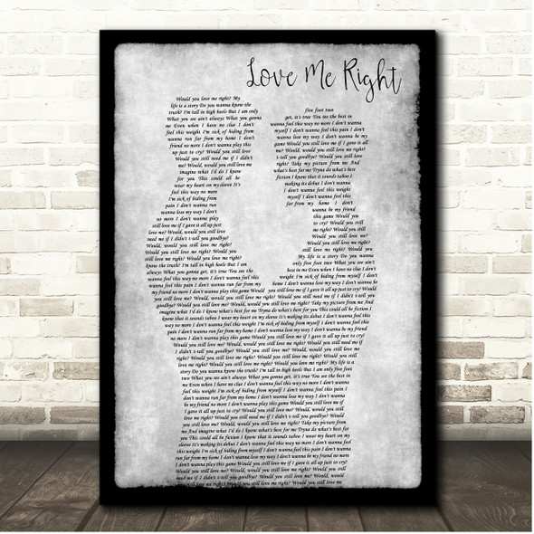 Lady Gaga Love Me Right Grey Black Border Gay Men Song Lyric Print