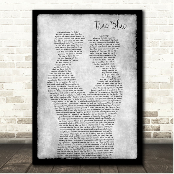 Madonna True Blue Grey Black Border Gay Men Song Lyric Print