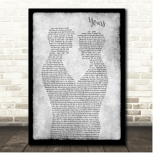 Russell Dickerson Yours Grey Black Border Gay Men Song Lyric Print