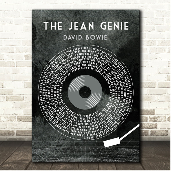 David Bowie The Jean Genie Grunge Grey Vinyl Record Song Lyric Print
