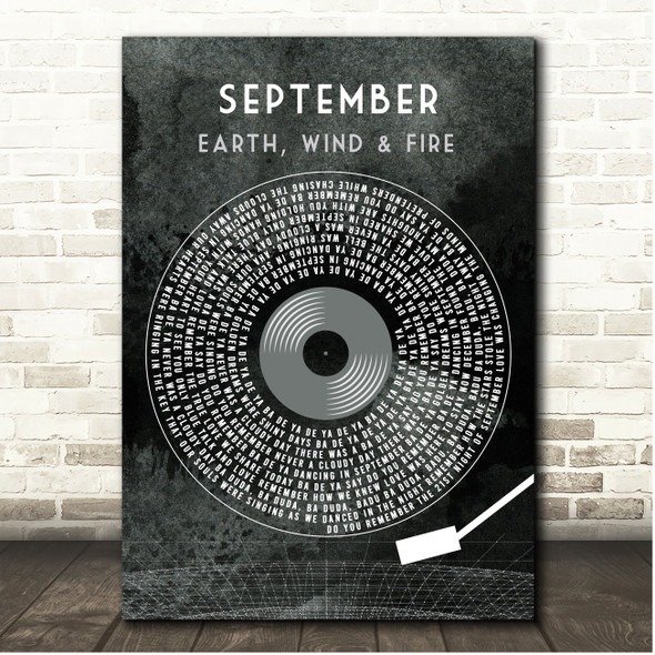 Earth, Wind And Fire September Grunge Grey Vinyl Record Song Lyric Print