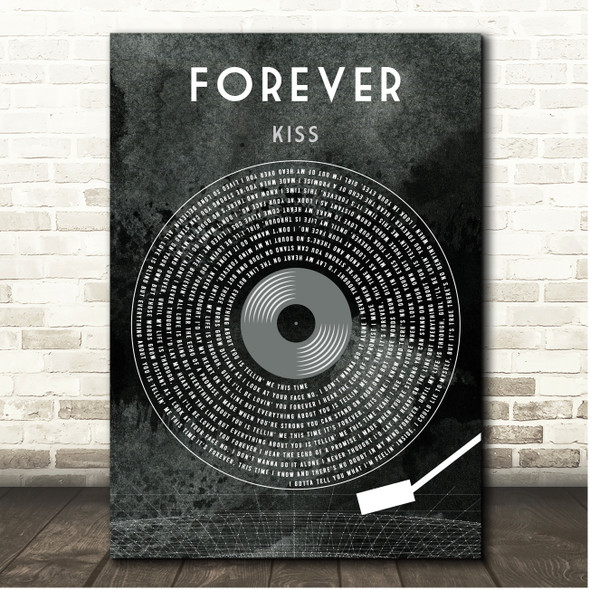 Kiss Forever Grunge Grey Vinyl Record Song Lyric Print