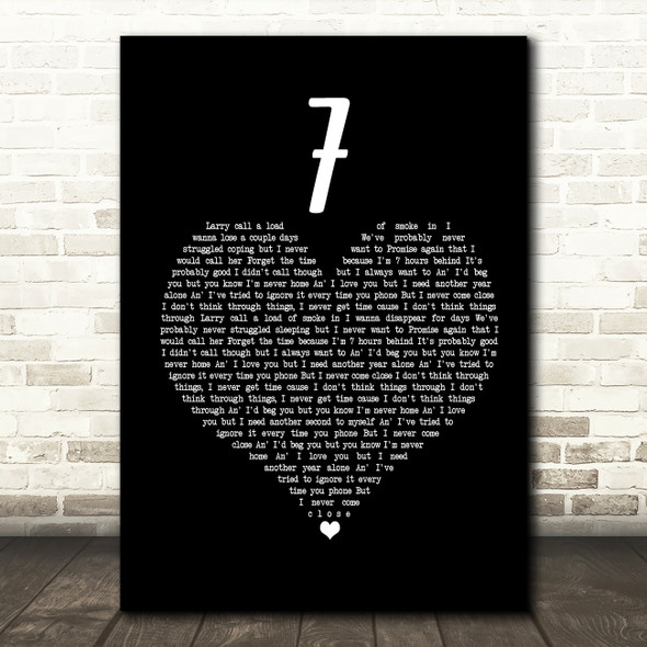 Catfish And The Bottlemen 7 Black Heart Song Lyric Print
