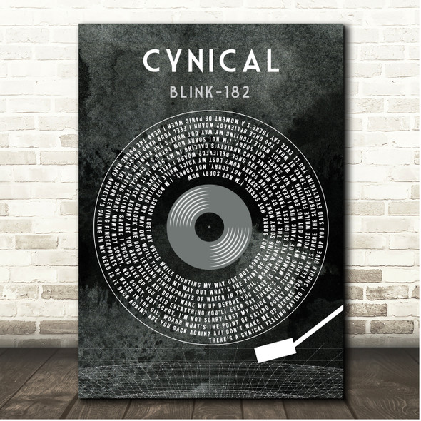 blink-182 Cynical Grunge Grey Vinyl Record Song Lyric Print