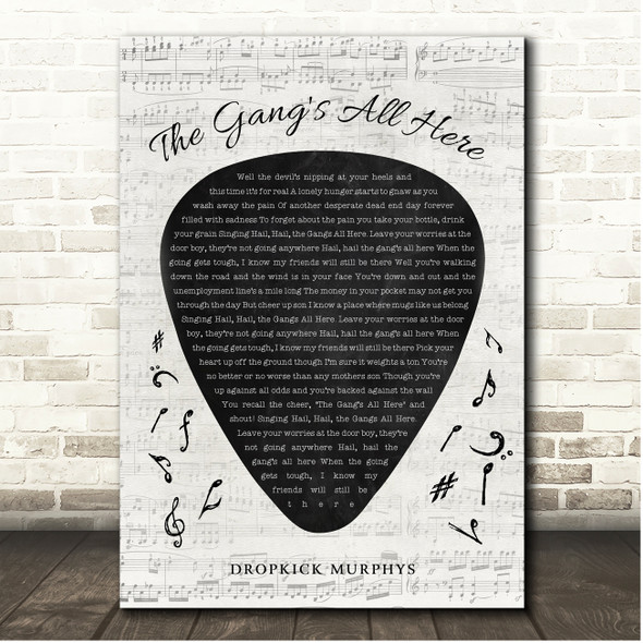 Dropkick Murphys The Gang's All Here Guitar Pick Plectrum Song Lyric Print