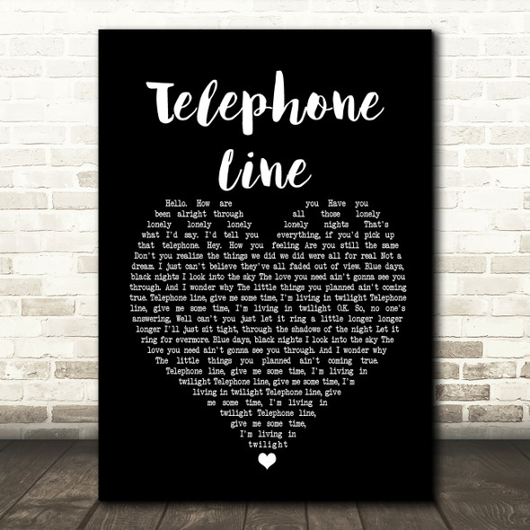 Electric Light Orchestra Telephone Line Black Heart Song Lyric Print