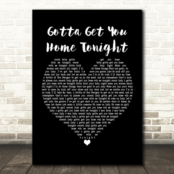 Eugene Wilde Gotta Get You Home Tonight Black Heart Song Lyric Print