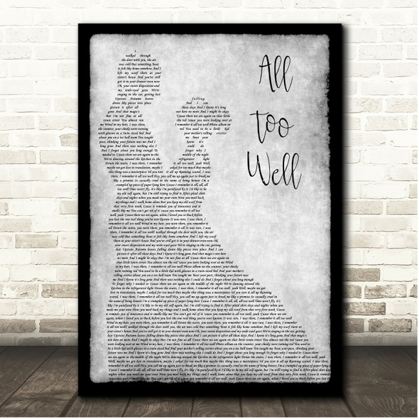 Taylor Swift All Too Well Grey Couple Dancing Song Lyric Print