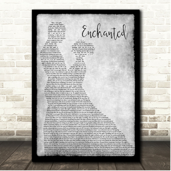Taylor Swift Enchanted Grey Couple Dancing Song Lyric Print