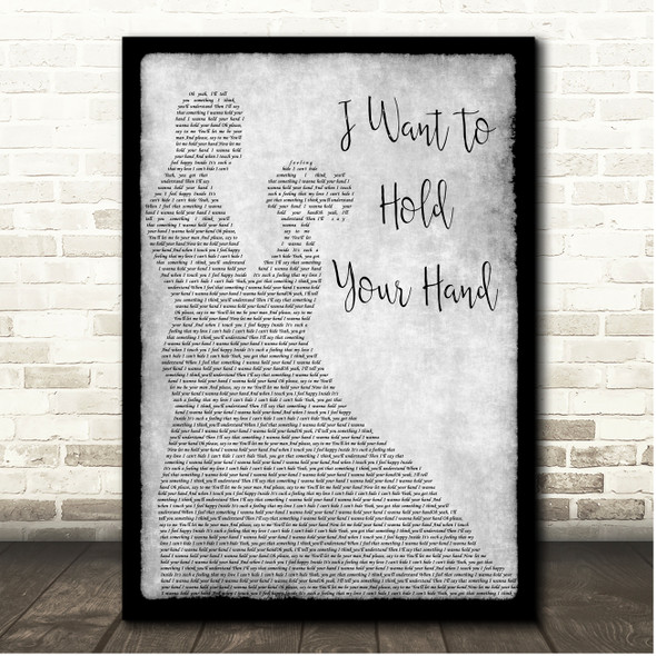 The Beatles I Want To Hold Your Hand Grey Couple Dancing Song Lyric Print