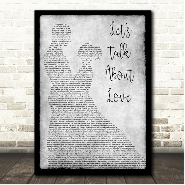 Céline Dion Lets Talk About Love Grey Couple Dancing Song Lyric Print