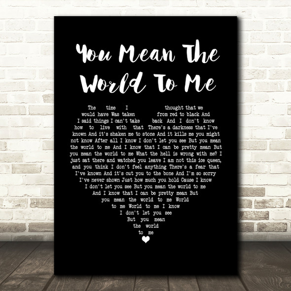 Freya Ridings You Mean The World To Me Black Heart Song Lyric Print