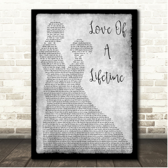 Firehouse Love Of A Lifetime Grey Couple Dancing Song Lyric Print