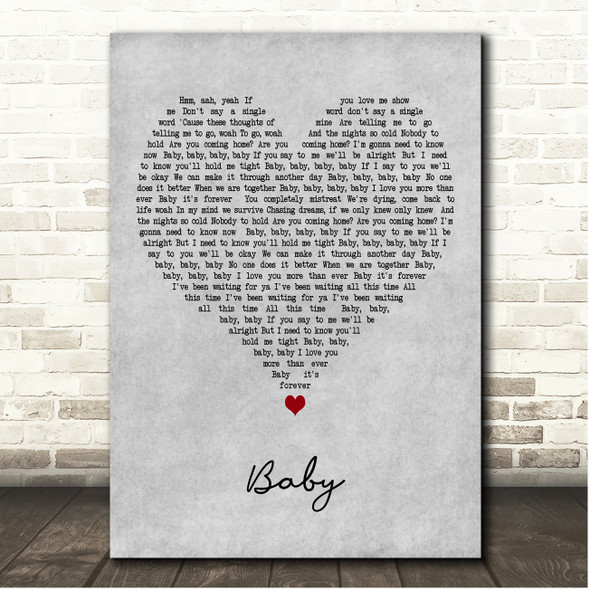 Anton Powers & Pixie Lott Baby Grey Heart Song Lyric Print