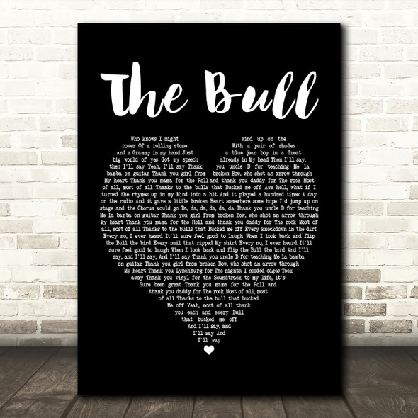Kip Moore The Bull Black Heart Song Lyric Print
