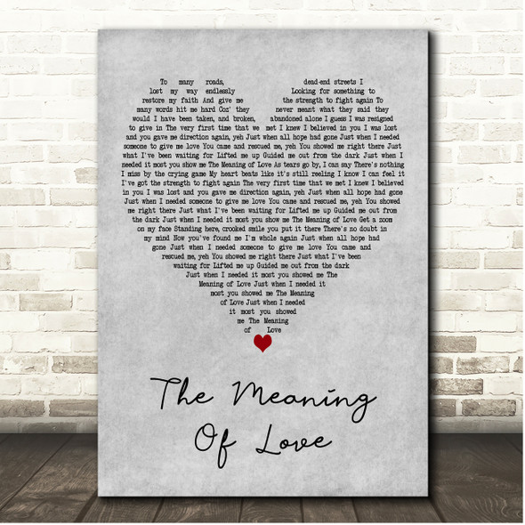 Michelle McManus The Meaning Of Love Grey Heart Song Lyric Print
