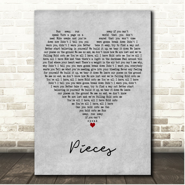Rob Thomas Pieces Grey Heart Song Lyric Print