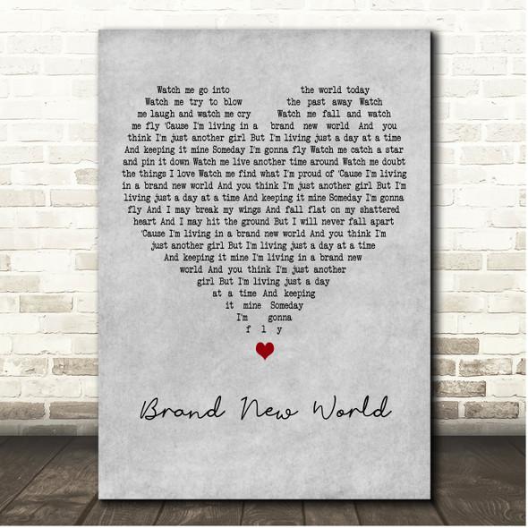 Taylor Swift Brand New World Grey Heart Song Lyric Print