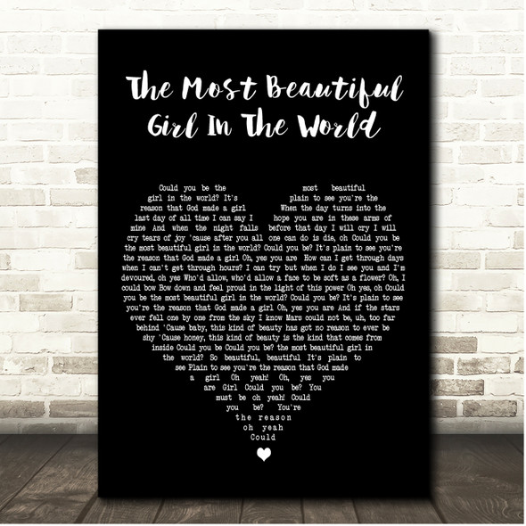 Prince The Most Beautiful Girl In The World Black Heart Song Lyric Print