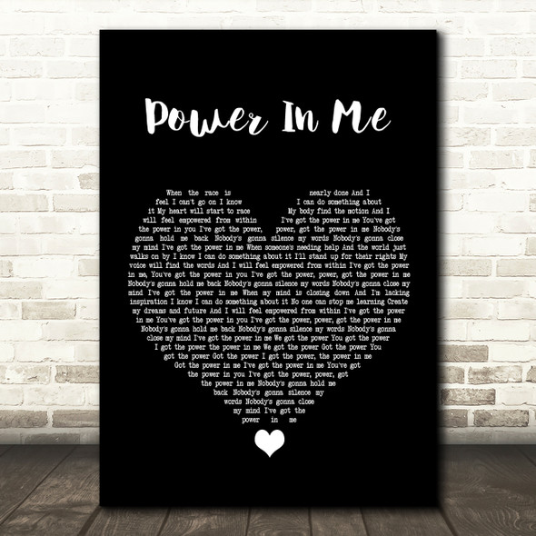 Rebecca Lawrence Power In Me Black Heart Song Lyric Print