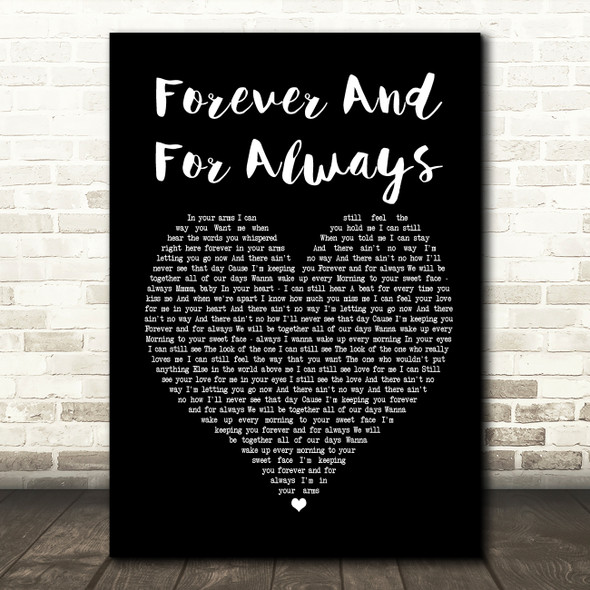 Shania Twain Forever And For Always Black Heart Song Lyric Print