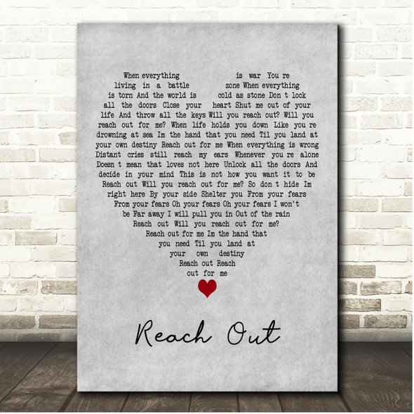 Westlife Reach Out Grey Heart Song Lyric Print