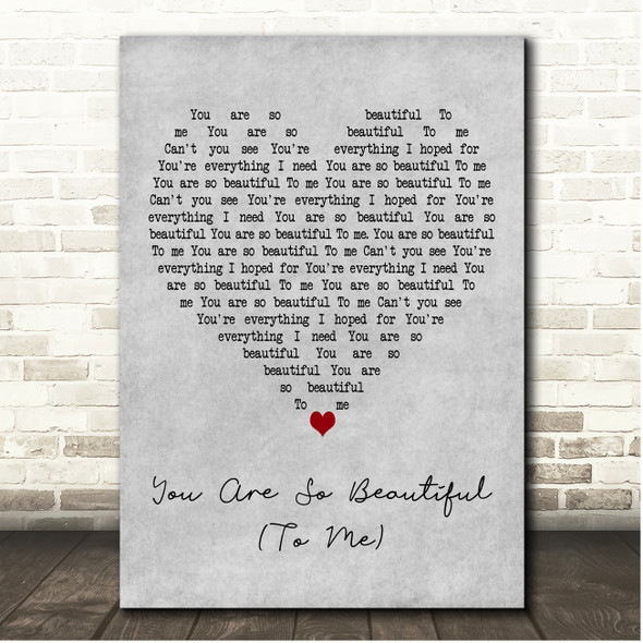 Westlife You Are So Beautiful (To Me) Grey Heart Song Lyric Print