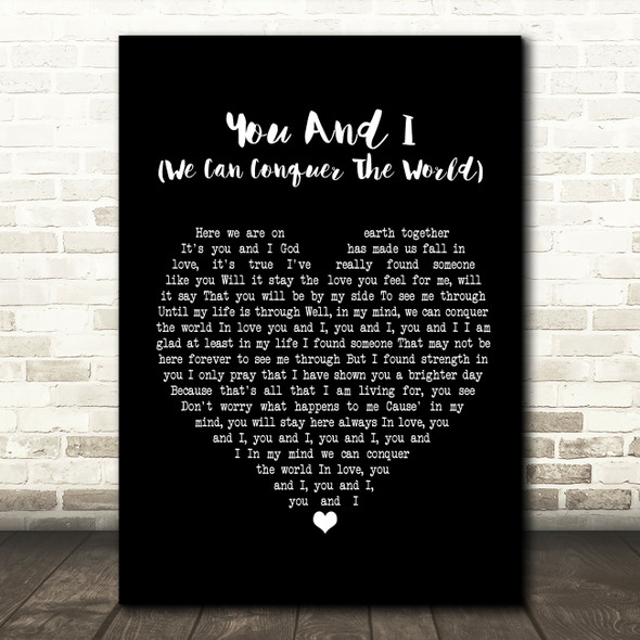 Stevie Wonder You And I (We Can Conquer The World) Black Heart Song Lyric Print