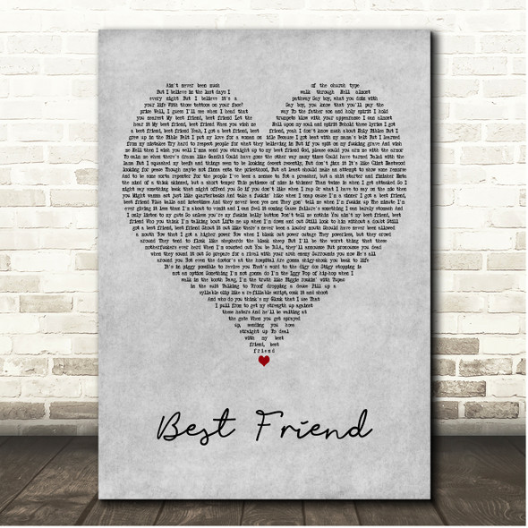 Yelawolf Best Friend Grey Heart Song Lyric Print