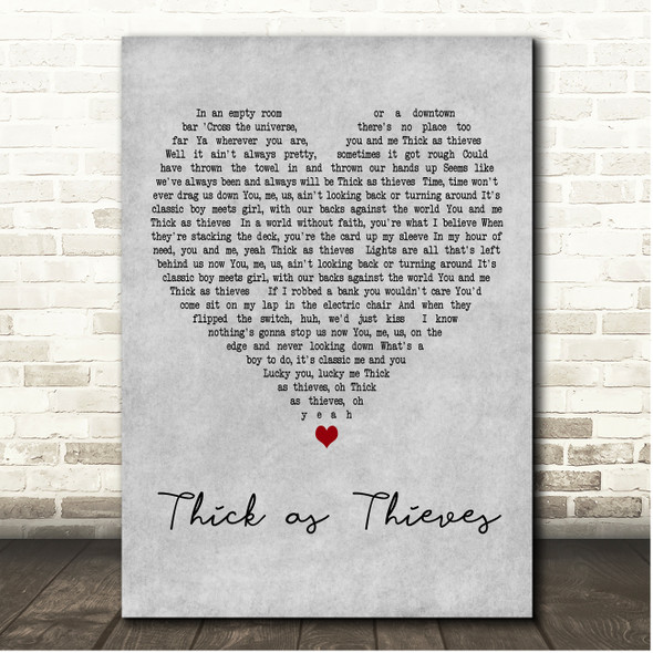 Bon Jovi Thick As Thieves Grey Heart Song Lyric Print