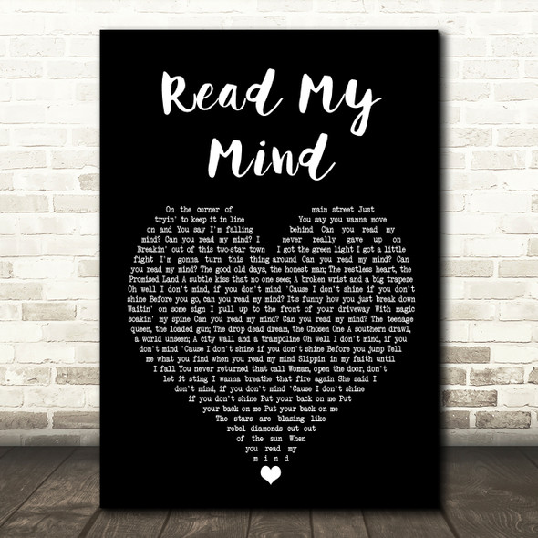 The Killers Read My Mind Black Heart Song Lyric Print
