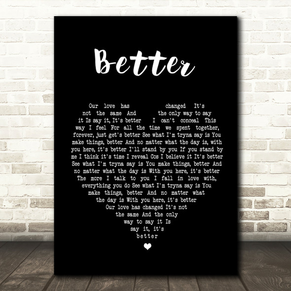 Tom Baxter Better Black Heart Song Lyric Print