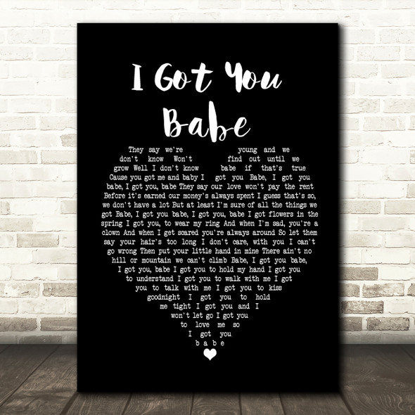 UB40 I Got You Babe Black Heart Song Lyric Print