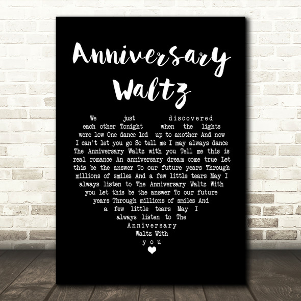 Vera Lynn Anniversary Waltz Black Heart Song Lyric Print