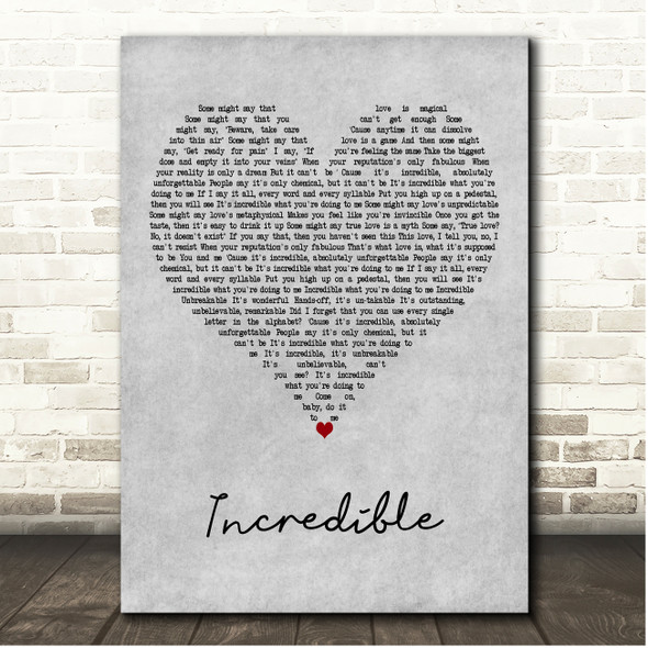 Gary Barlow Incredible Grey Heart Song Lyric Print