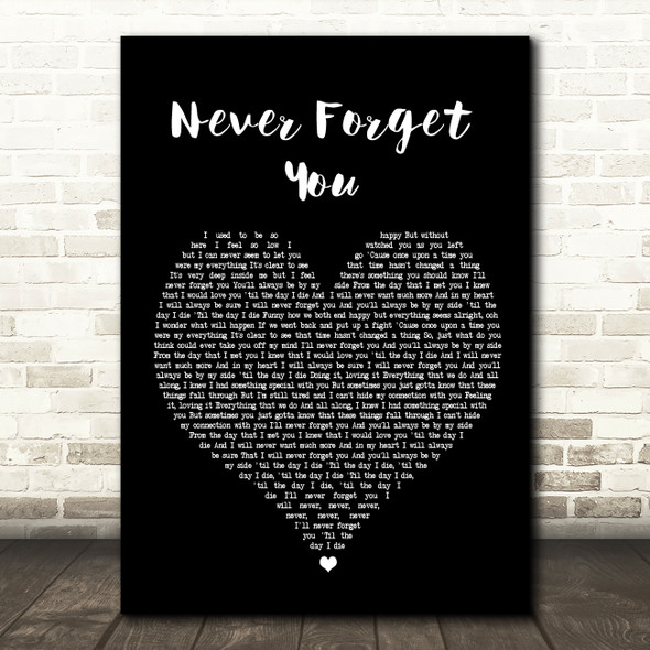 Zara Larsson Never Forget You Black Heart Song Lyric Print