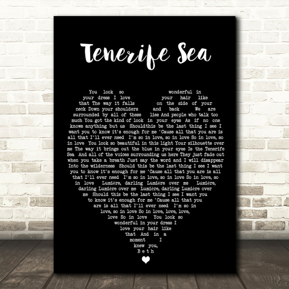 Tenerife Sea Ed Sheeran Black Heart Quote Song Lyric Print