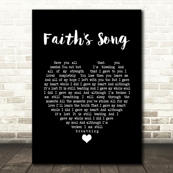 Amy Wadge Faith's Song Black Heart Song Lyric Print