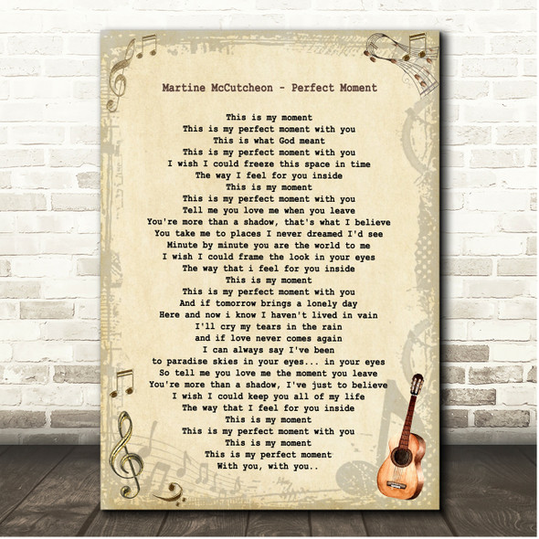 Martine McCutcheon Perfect Moment Vintage Guitar Song Lyric Print