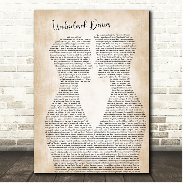Muse Undisclosed Desires Gay Male Couple Song Lyric Print