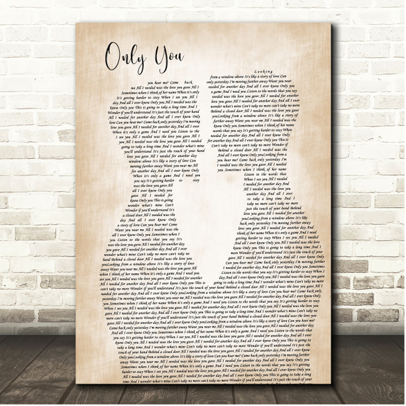 Yazoo Only You Gay Male Couple Song Lyric Print