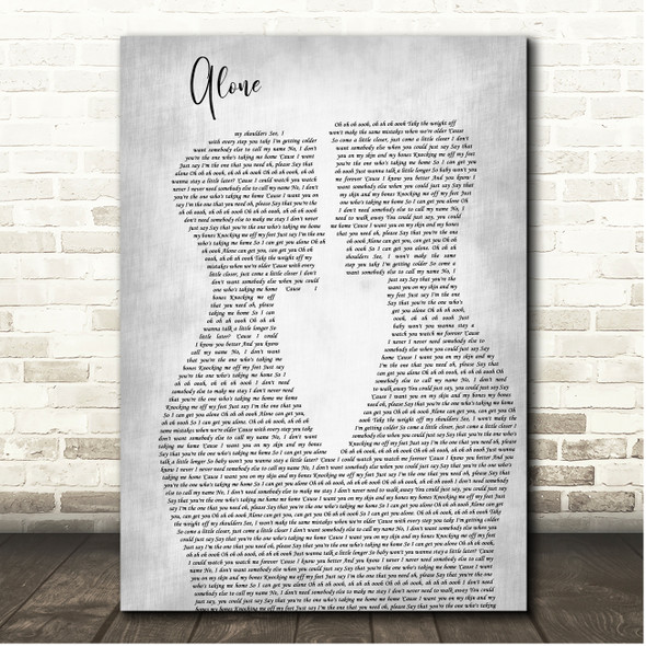 Jessie Ware Alone Grey Gay Plain Couple Song Lyric Print