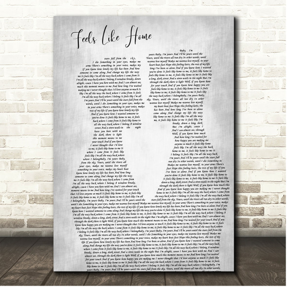 Edwina Hayes Feels Like Home Grey Gay Plain Couple Song Lyric Print