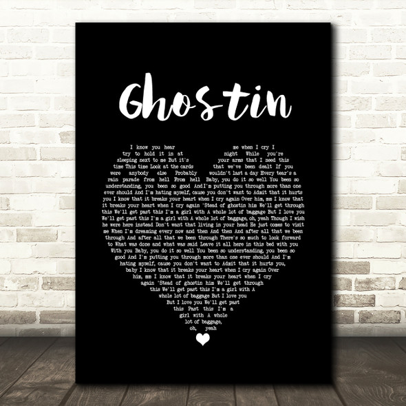 Ariana Grande ghostin Black Heart Song Lyric Print